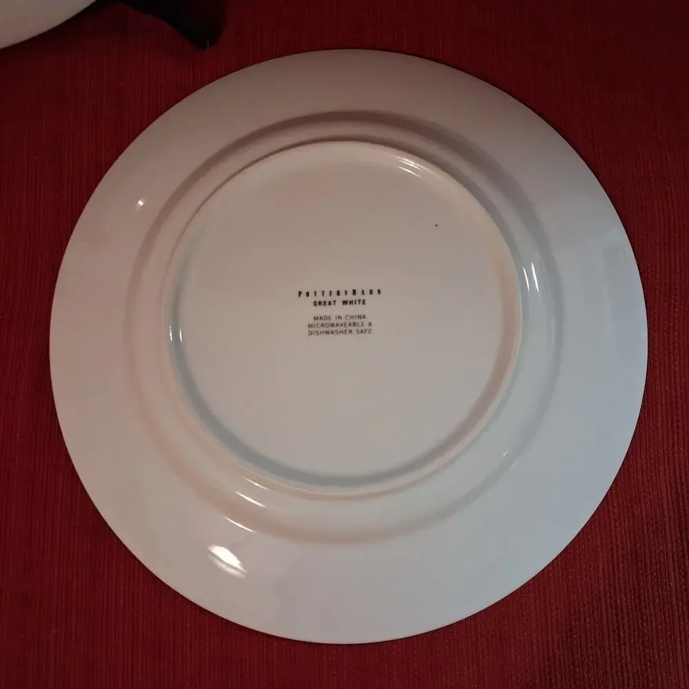 Pottery Barn Great White Porcelain 12” Rimmed Dinner Chop Plates (Lot of 2)